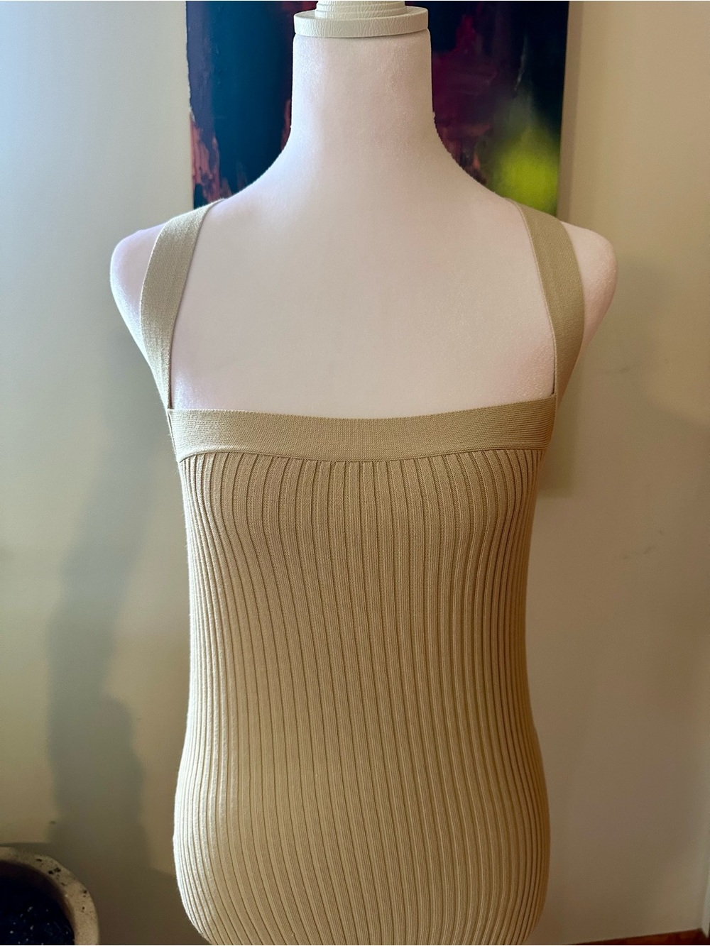 ASOS Beige Ribbed Knit Tank